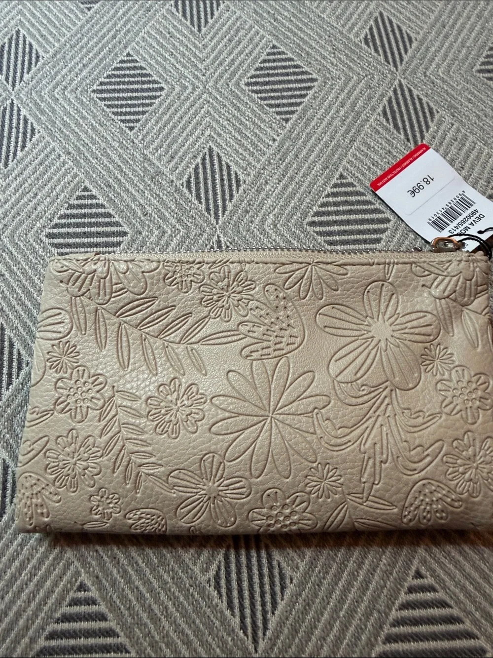 MISAKO Embossed Floral Snap Wallet - Beige